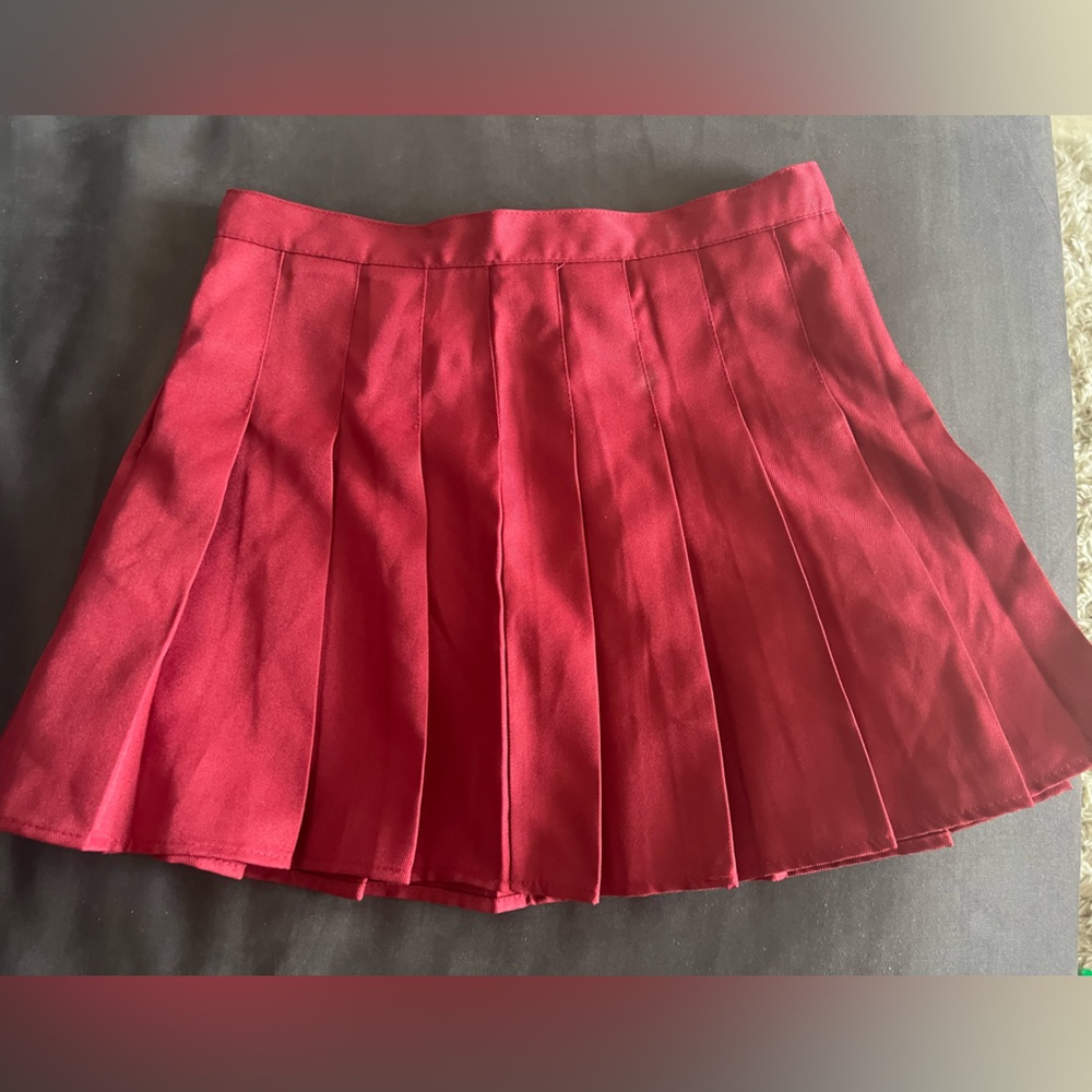 Red Pleated Skirt